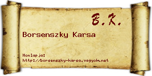 Borsenszky Karsa névjegykártya